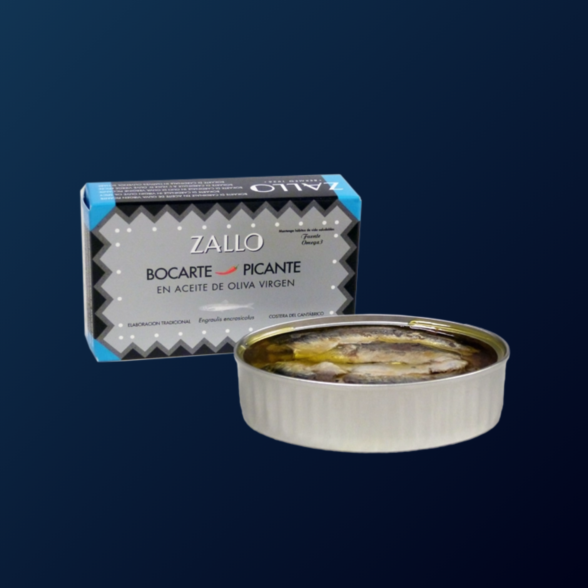 ZALLO Sardine-Style Cantabrian Anchovies (Bocarte) in Spicy Virgin Olive Oil