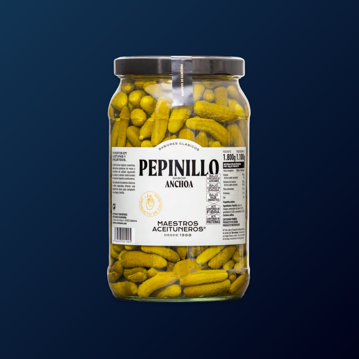 MAESTROS ACEITUNEROS Pickled Cucumbers (Gherkins) with Anchovy Flavour 1.1kg